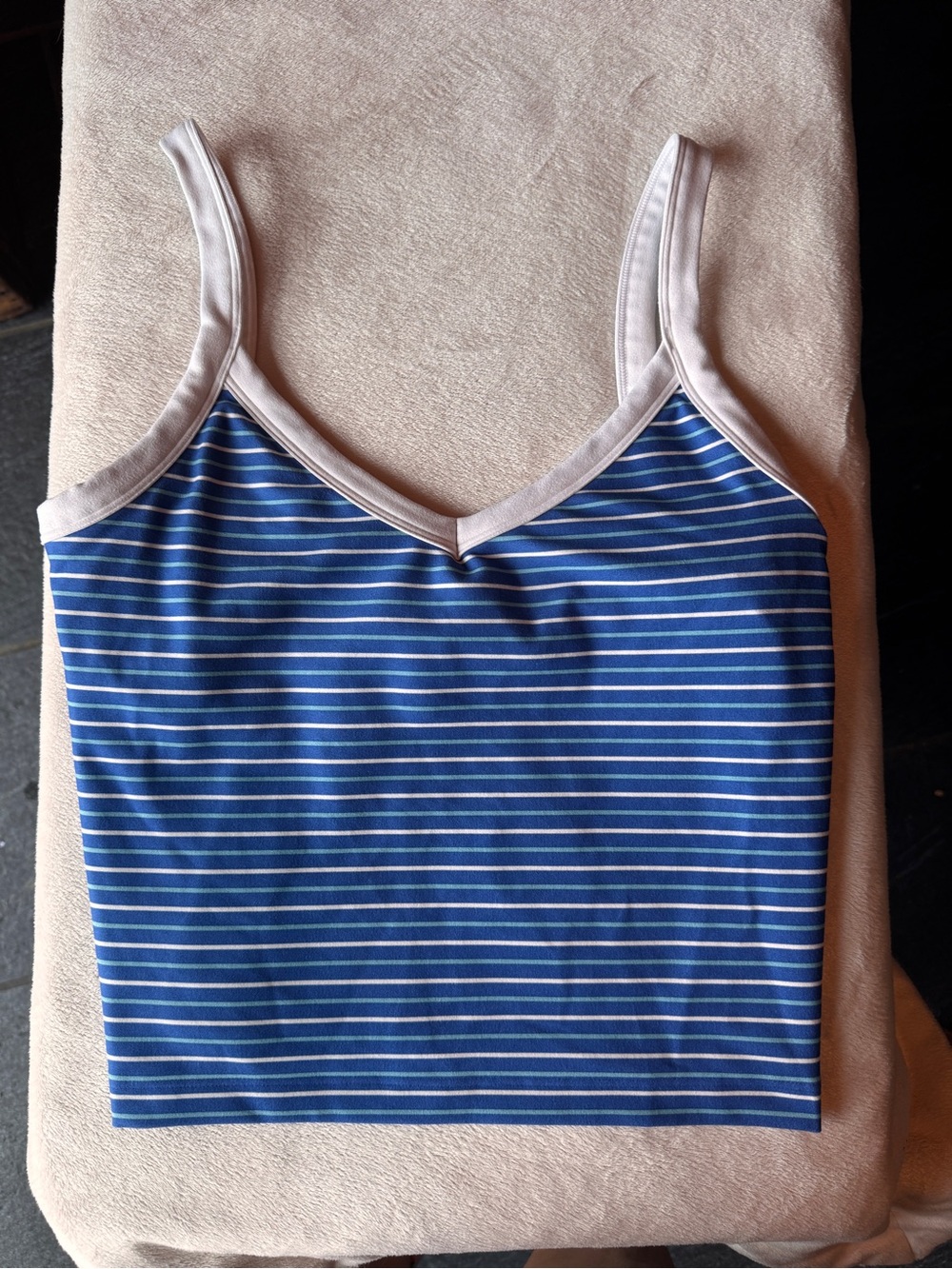 Hollister Blue Striped Tank with Cream Trim